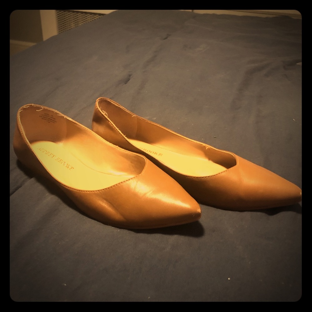 Cognac almond toe flats